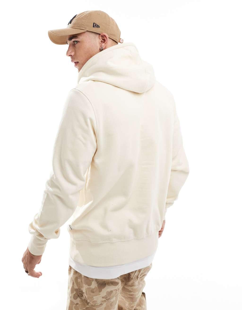 Jack & Jones oversized 3d print logo hoodie in off white Product Image