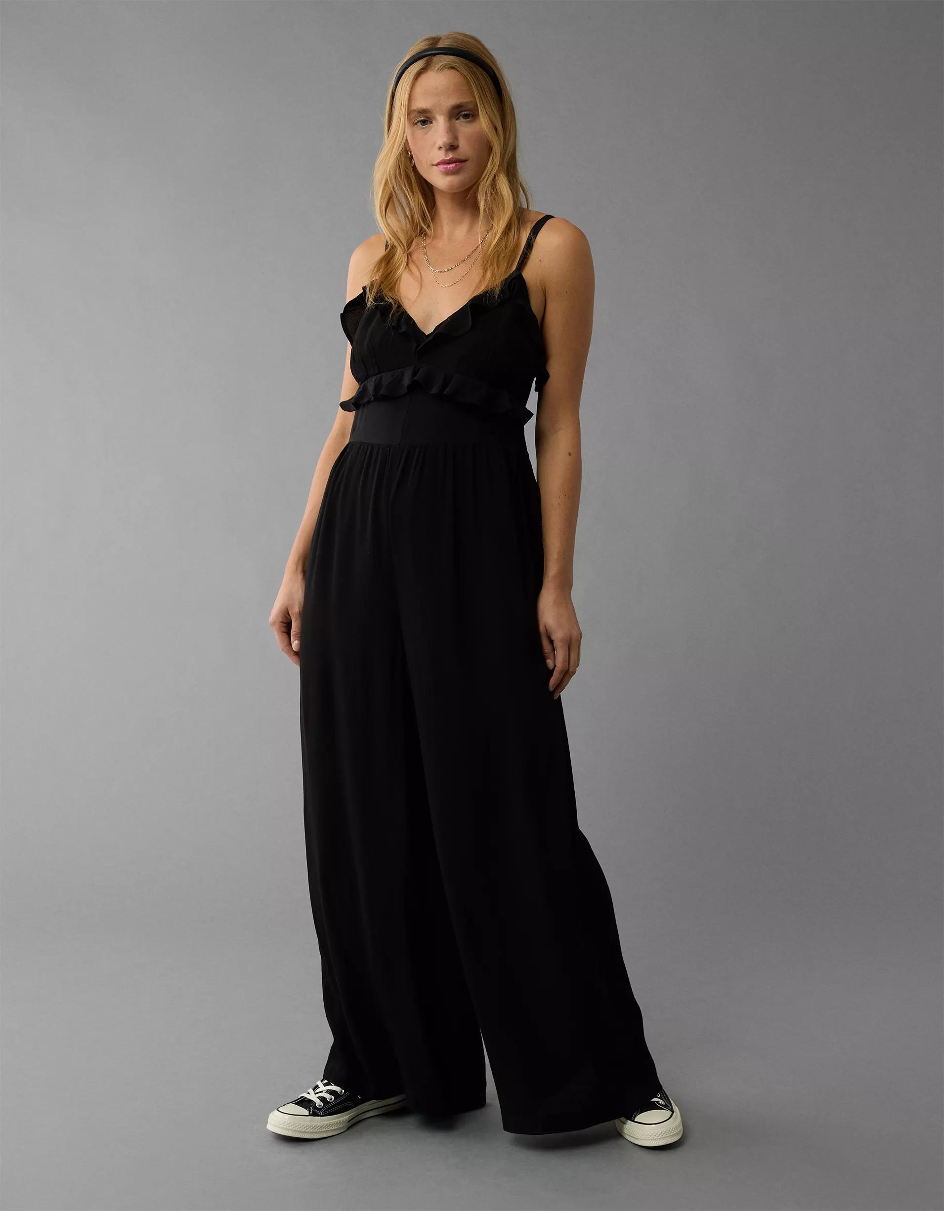 AE Ruffle Wide-Leg Jumpsuit Product Image