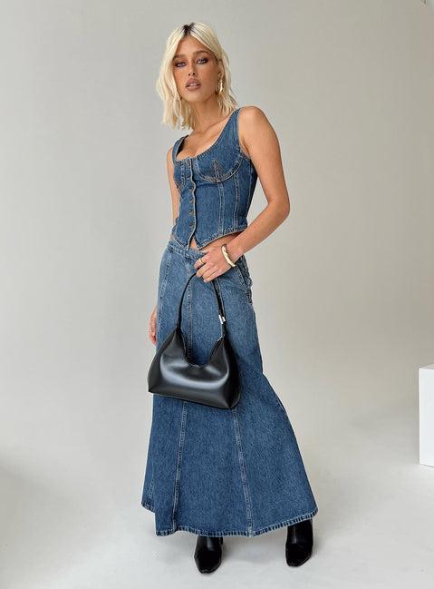 After Hours Corset Top Denim Product Image