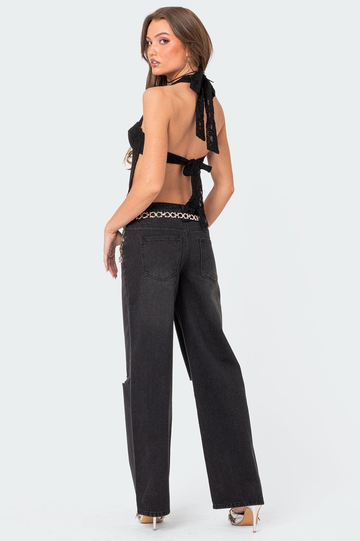 Debbie Distressed Low Rise Jeans Product Image