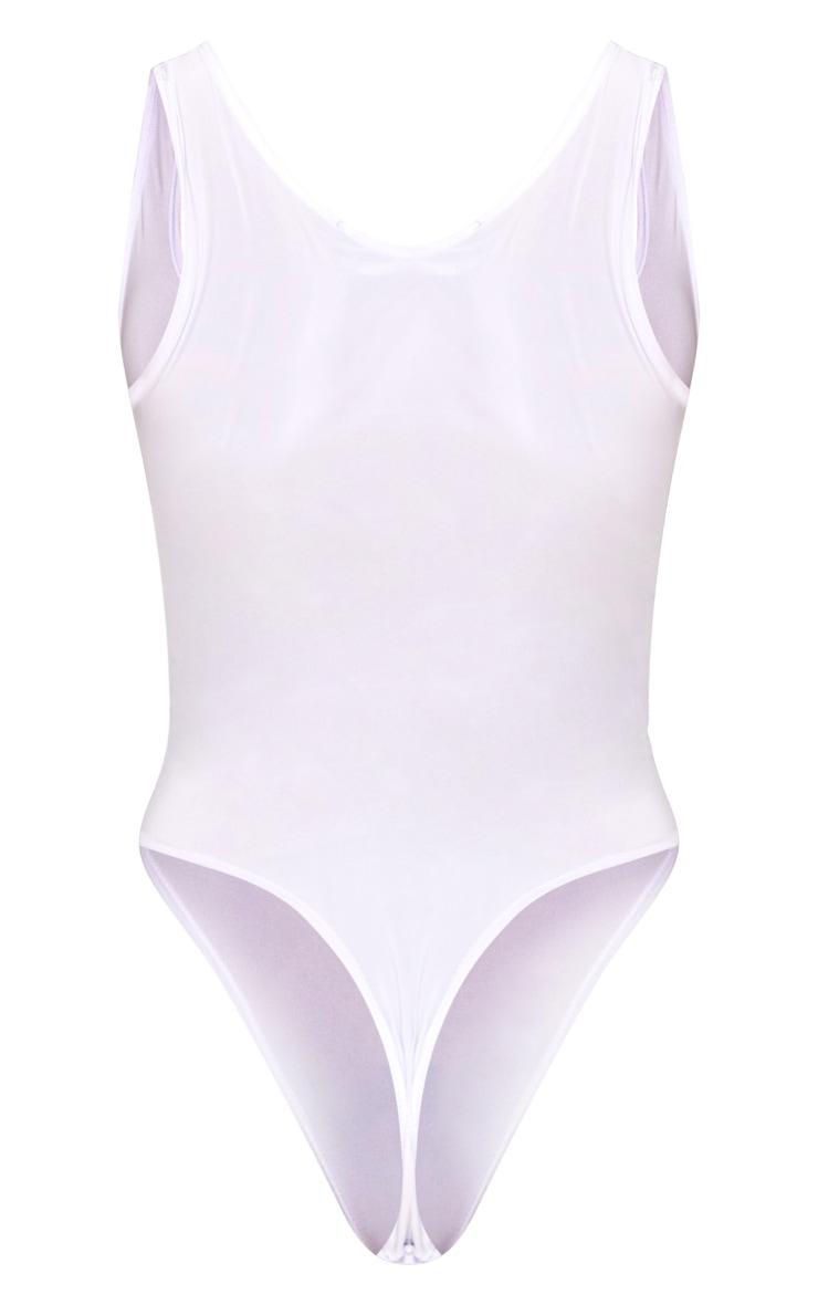 White Basic Slinky Scoop Neck Bodysuit Product Image