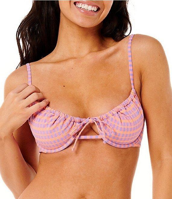 Rip Curl Isles Plaid Scoop Waist Shirred Cheeky Swim Bottom Product Image