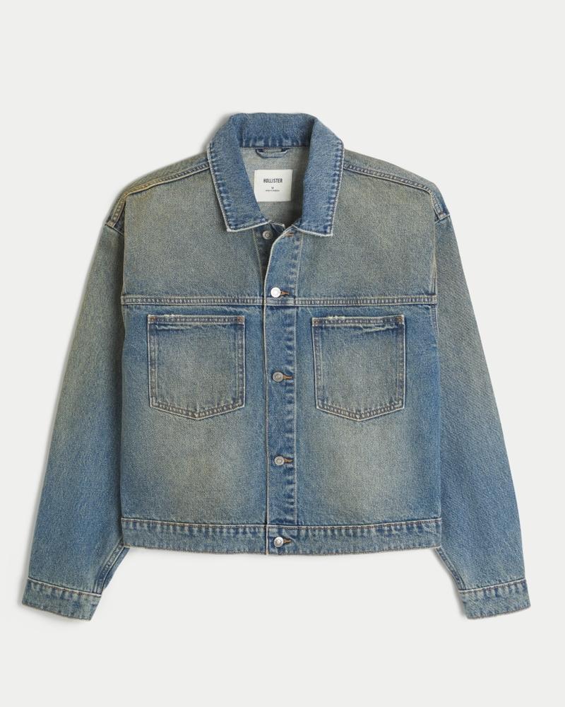 Washed Black Denim Trucker Jacket Product Image