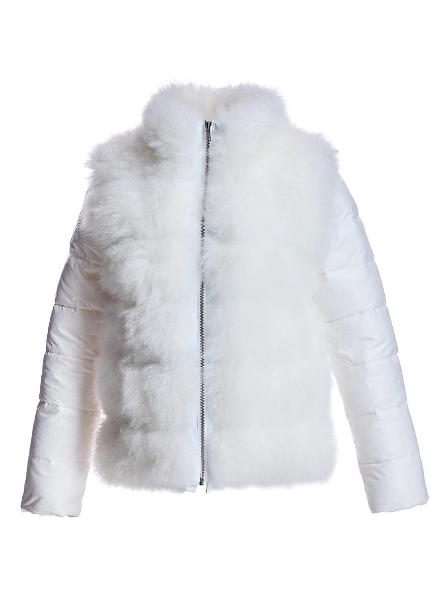 Womens Feather Down Fur Trim Jacket Product Image