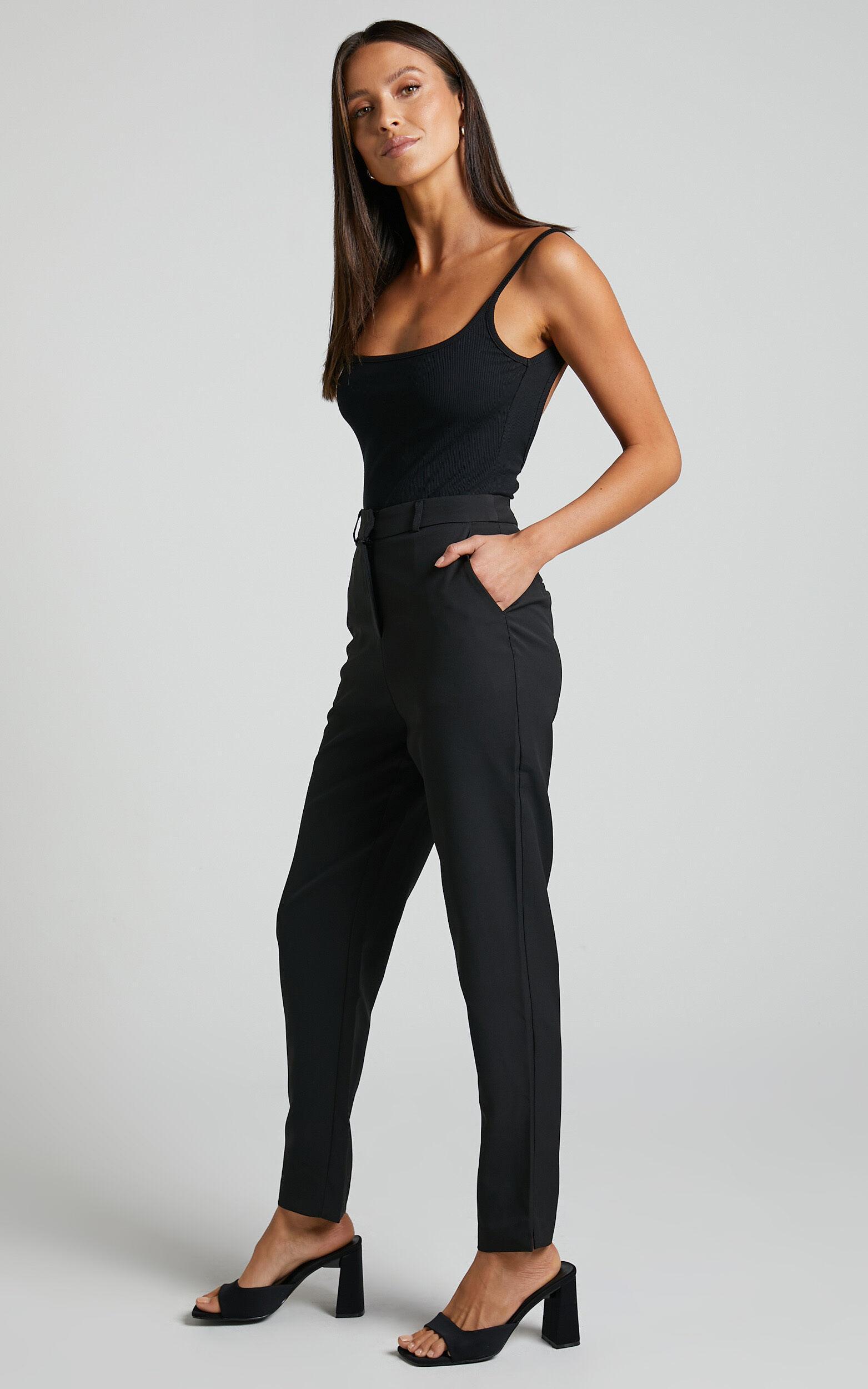 Hermie Pants - High Waisted Cropped Tailored Pants in Black Product Image
