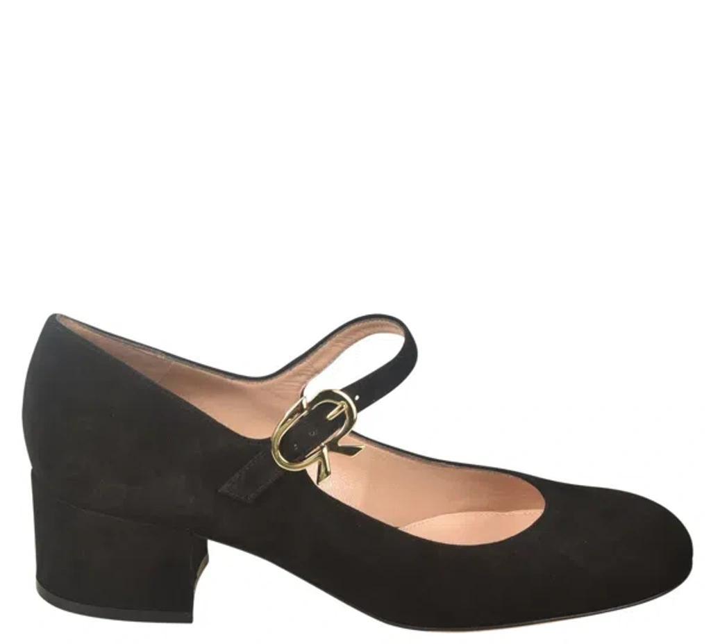 GIANVITO ROSSI Suede Block-heel Mary Jane Pumps In Black Product Image