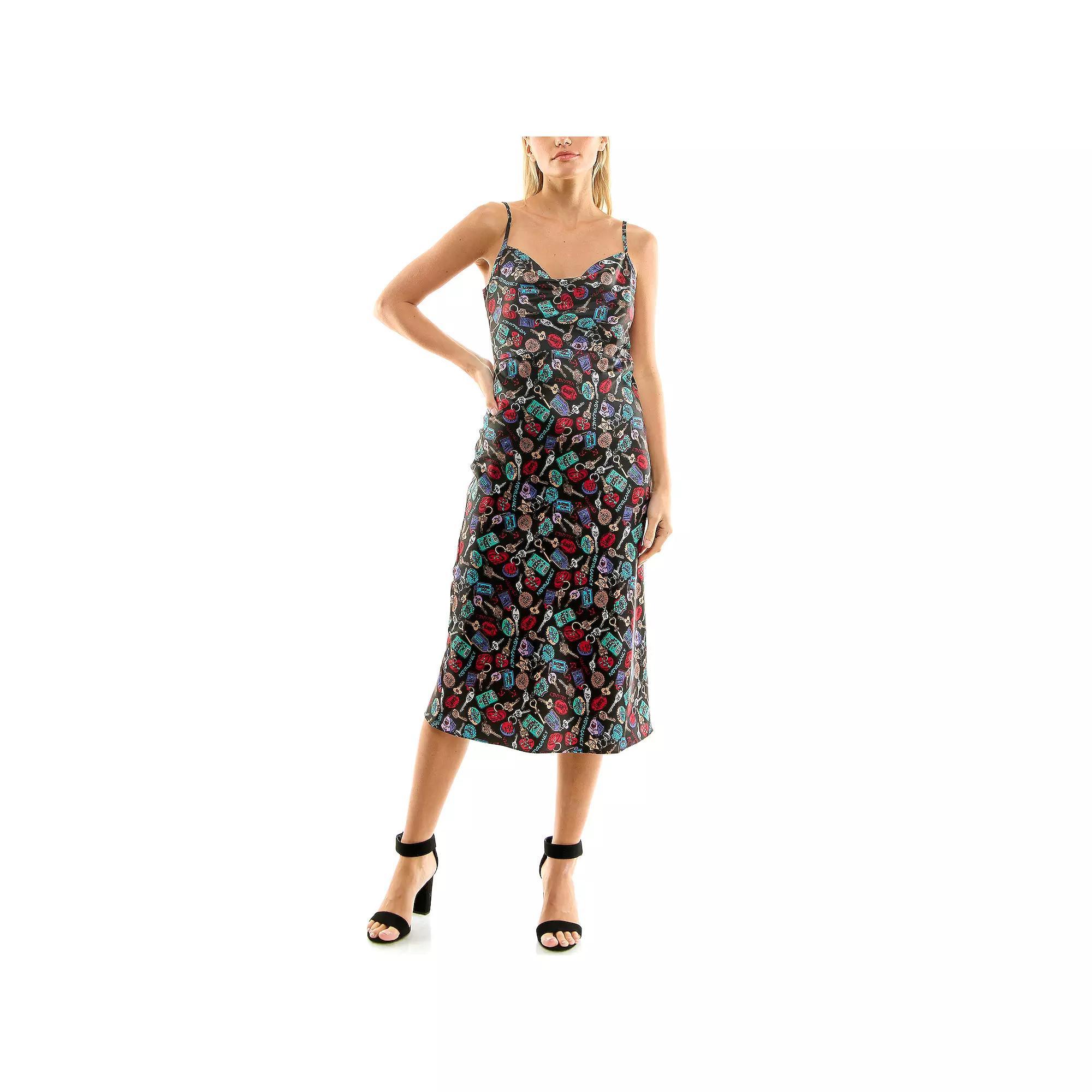 Women's Nicole Miller Printed Cowl Neck Slip Dress, Size: 10, Keys Print Product Image