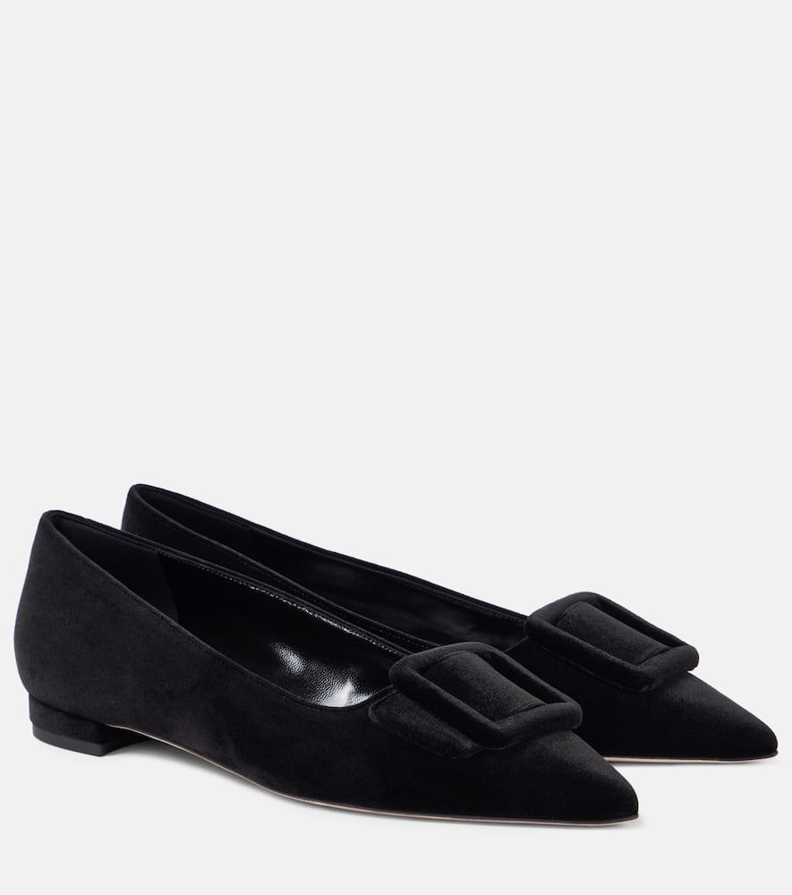 MANOLO BLAHNIK Maysalepumpflat Velvet Ballet Flats In Black Product Image