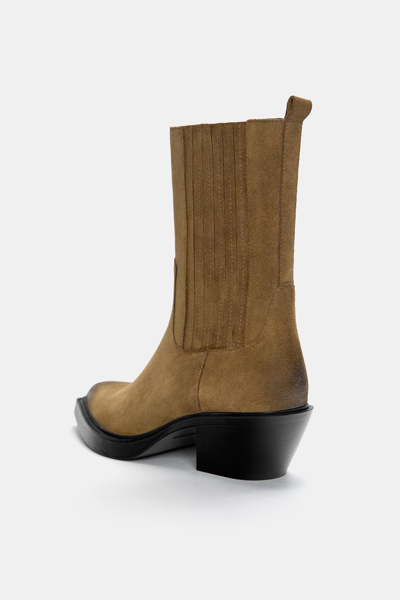 Leather cowboy ankle boots Product Image