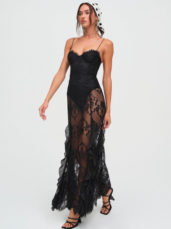 Shirley Lace Maxi Dress — Black Product Image