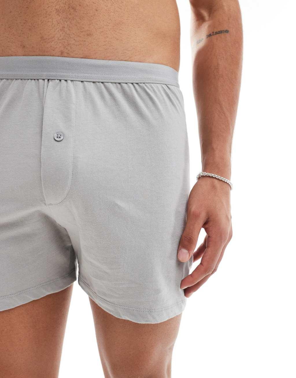 ASOS DESIGN 2 pack boxers in cream and gray Product Image