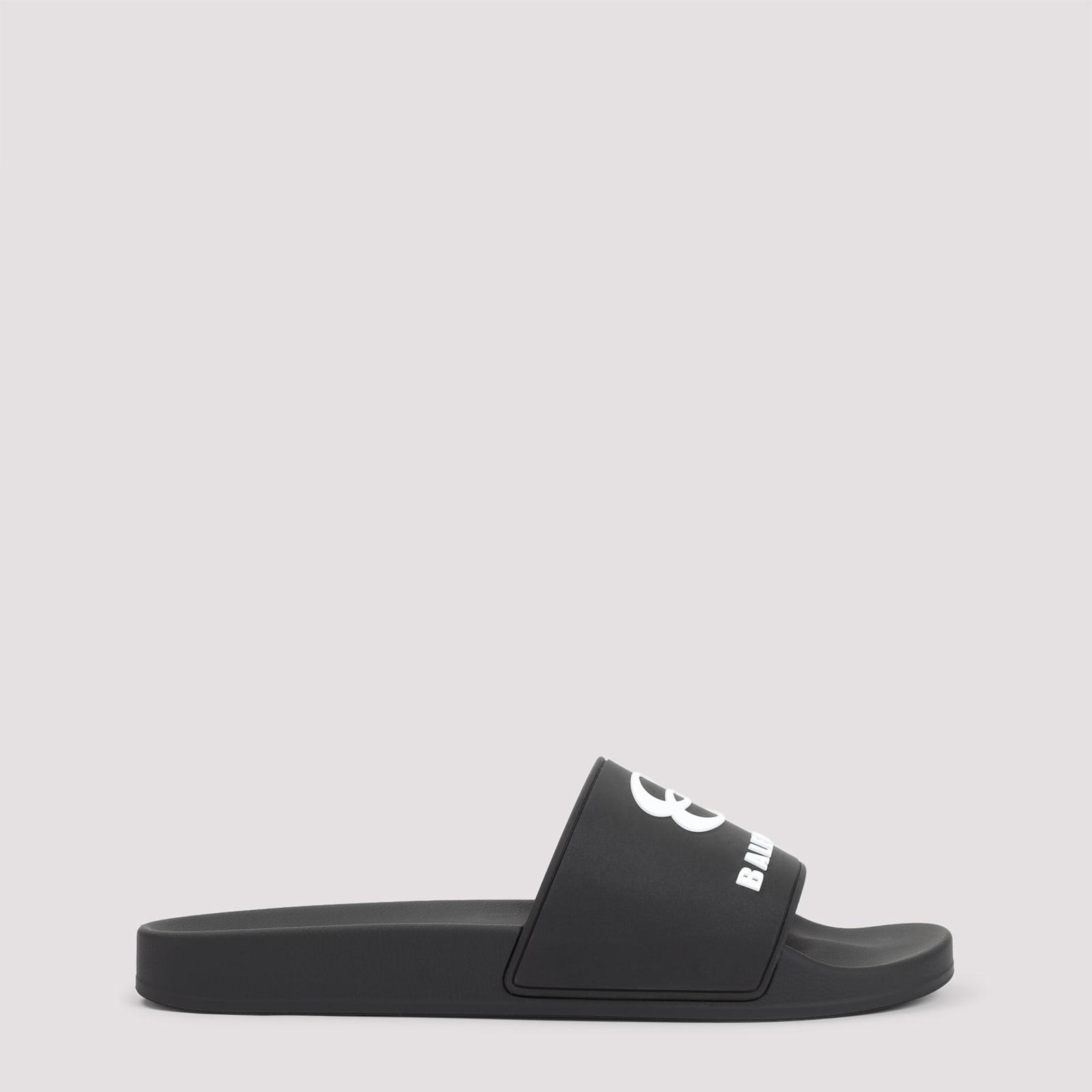 BALENCIAGA Rubber Slide Sandals For The Pool Men In Black White Product Image