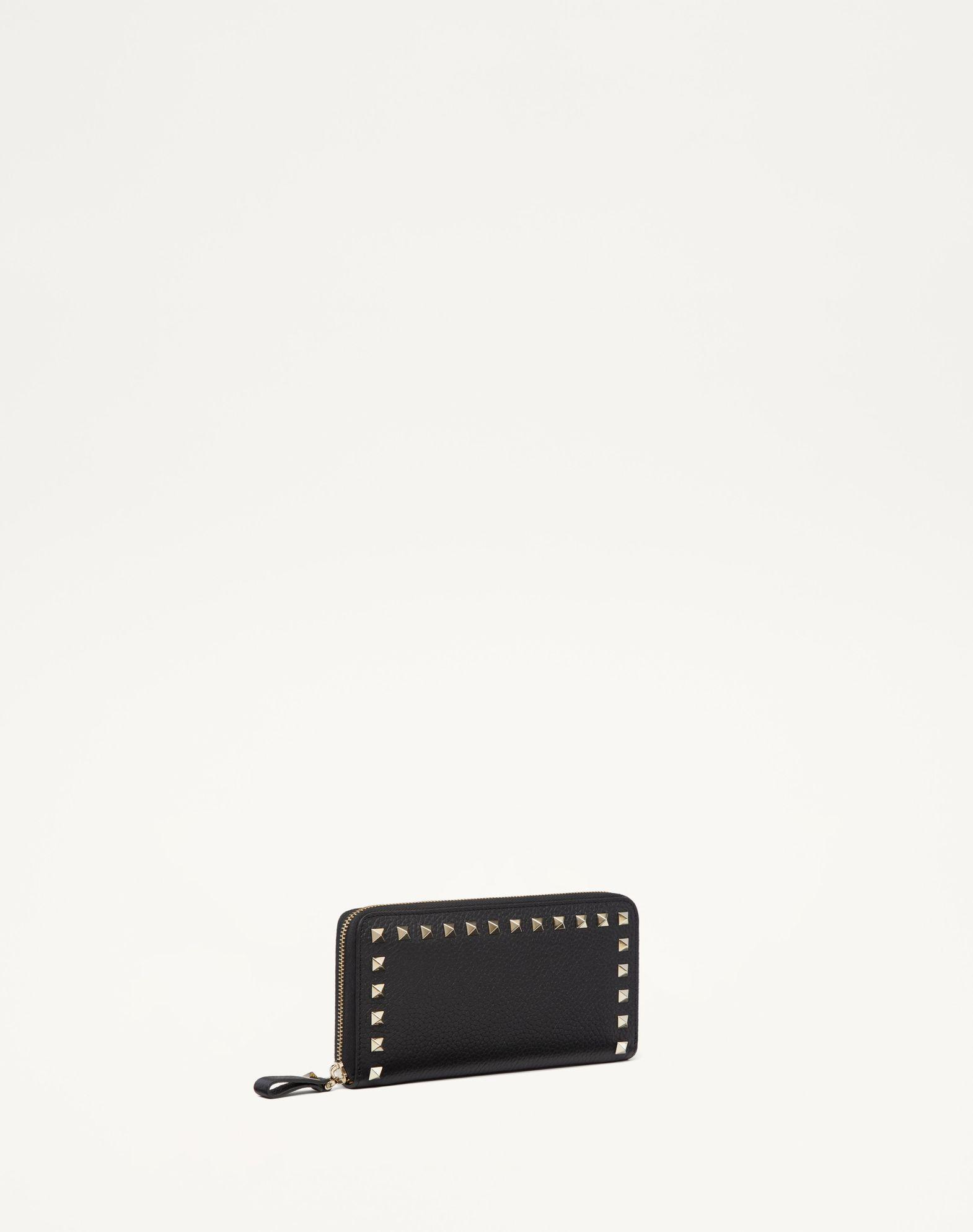 Rockstud Grainy Calfskin Zippered Wallet  Product Image