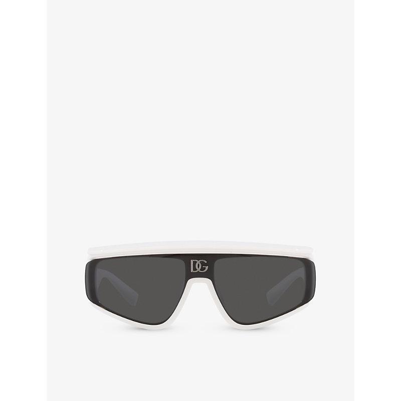 DOLCE & GABBANA Dg6177 Rectangle-frame Nylon Sunglasses In White Product Image