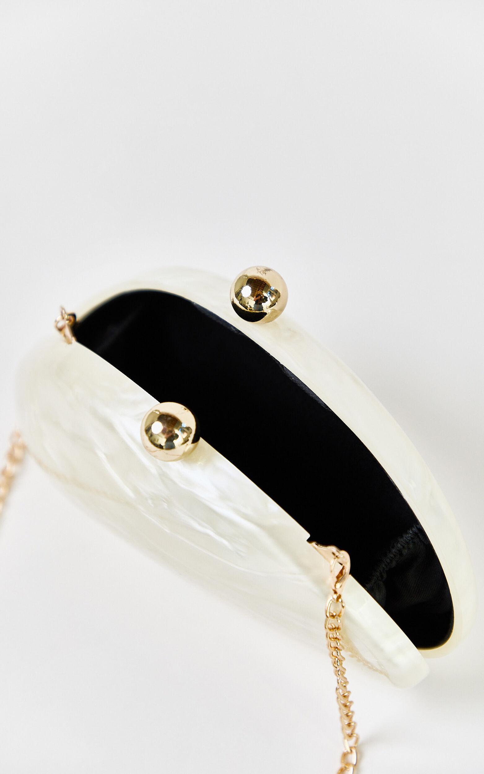 Nami Clutch Bag with Hardware Detail in Pearl Product Image