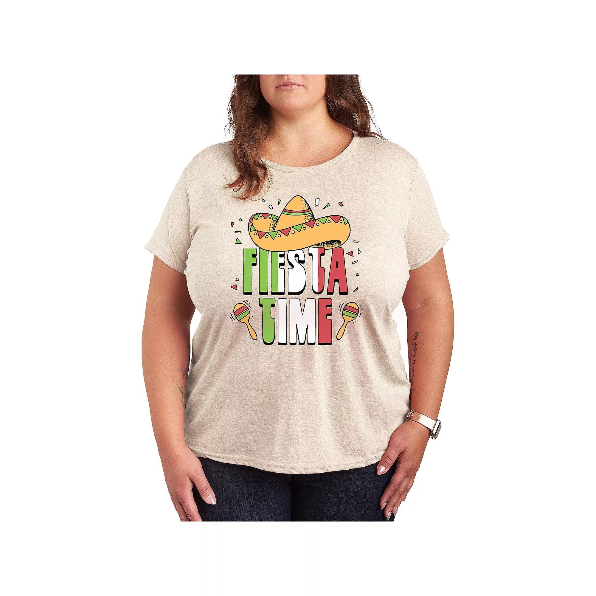 Plus Fiesta Time Graphic Tee, Women's, Size: 2XL, Beige Product Image