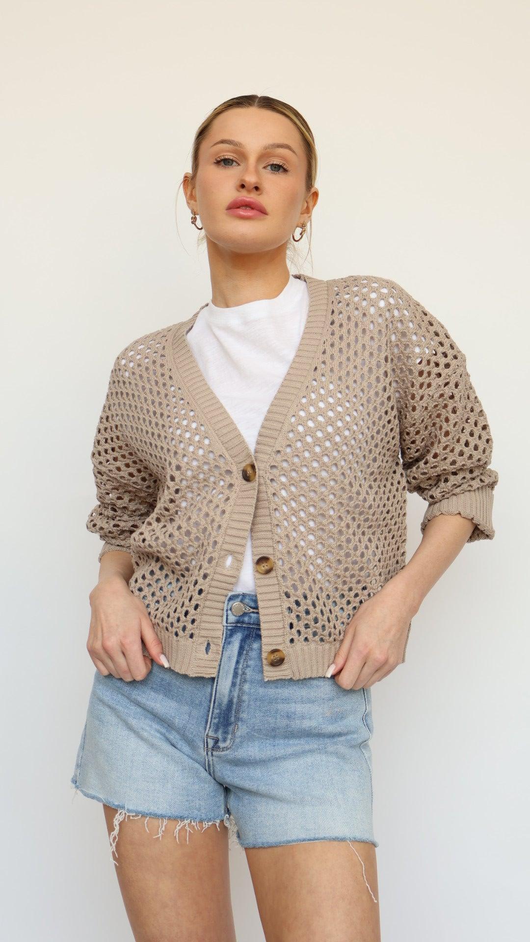 Crochet Button Up Cardigan Product Image