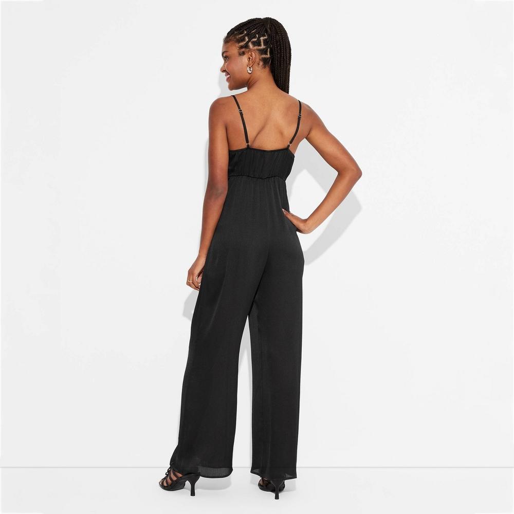 Womens Satin Wide Leg Jumpsuit - Wild Fable Black XXS Product Image