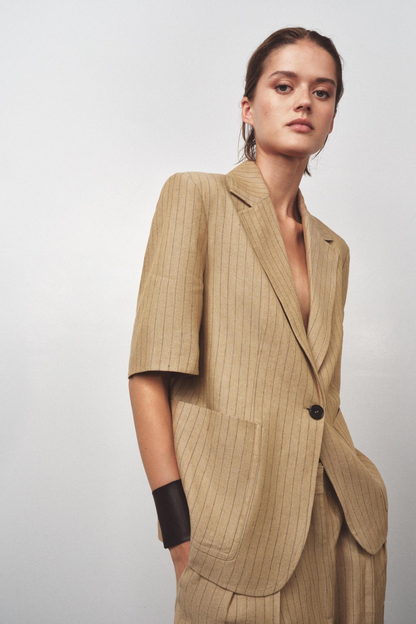 ZW COLLECTION STRIPED LINEN BLAZER Product Image