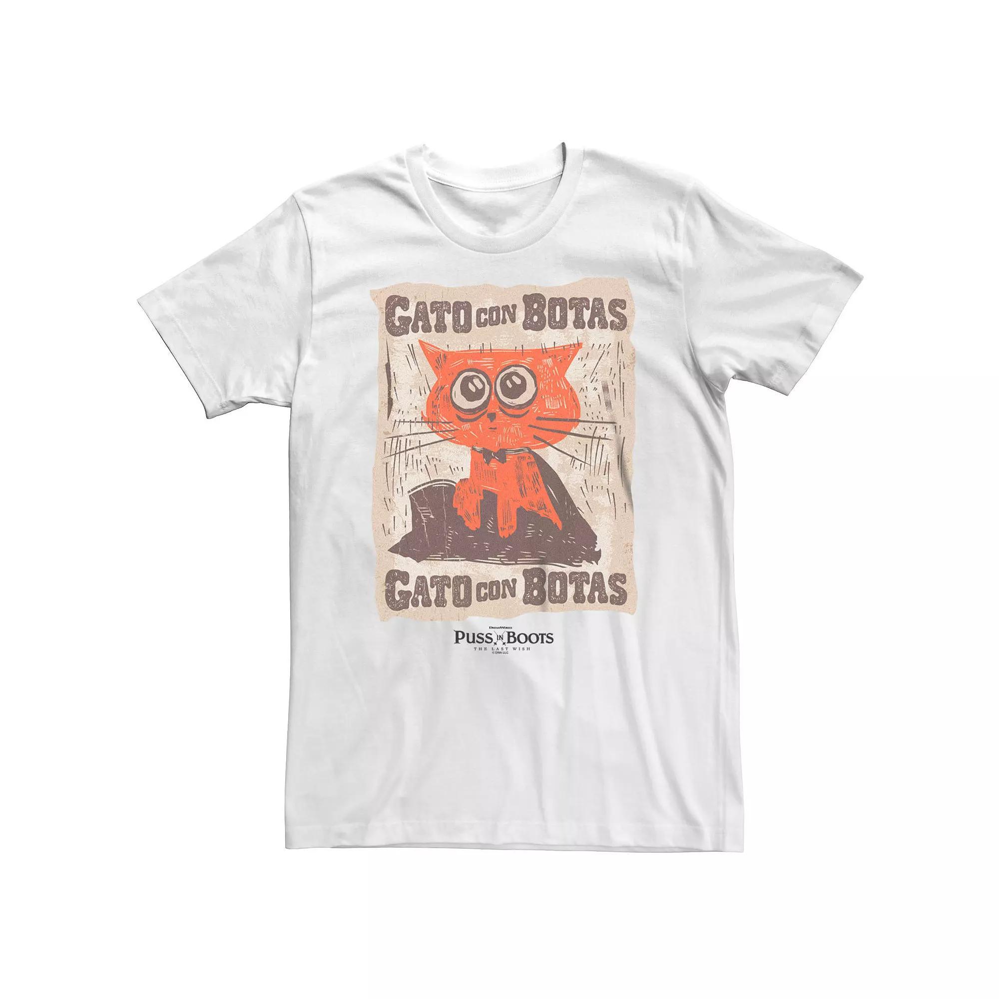 Big & Tall Puss In Boots Orange Cat Tee, Men's, Size: 4XB, White Product Image