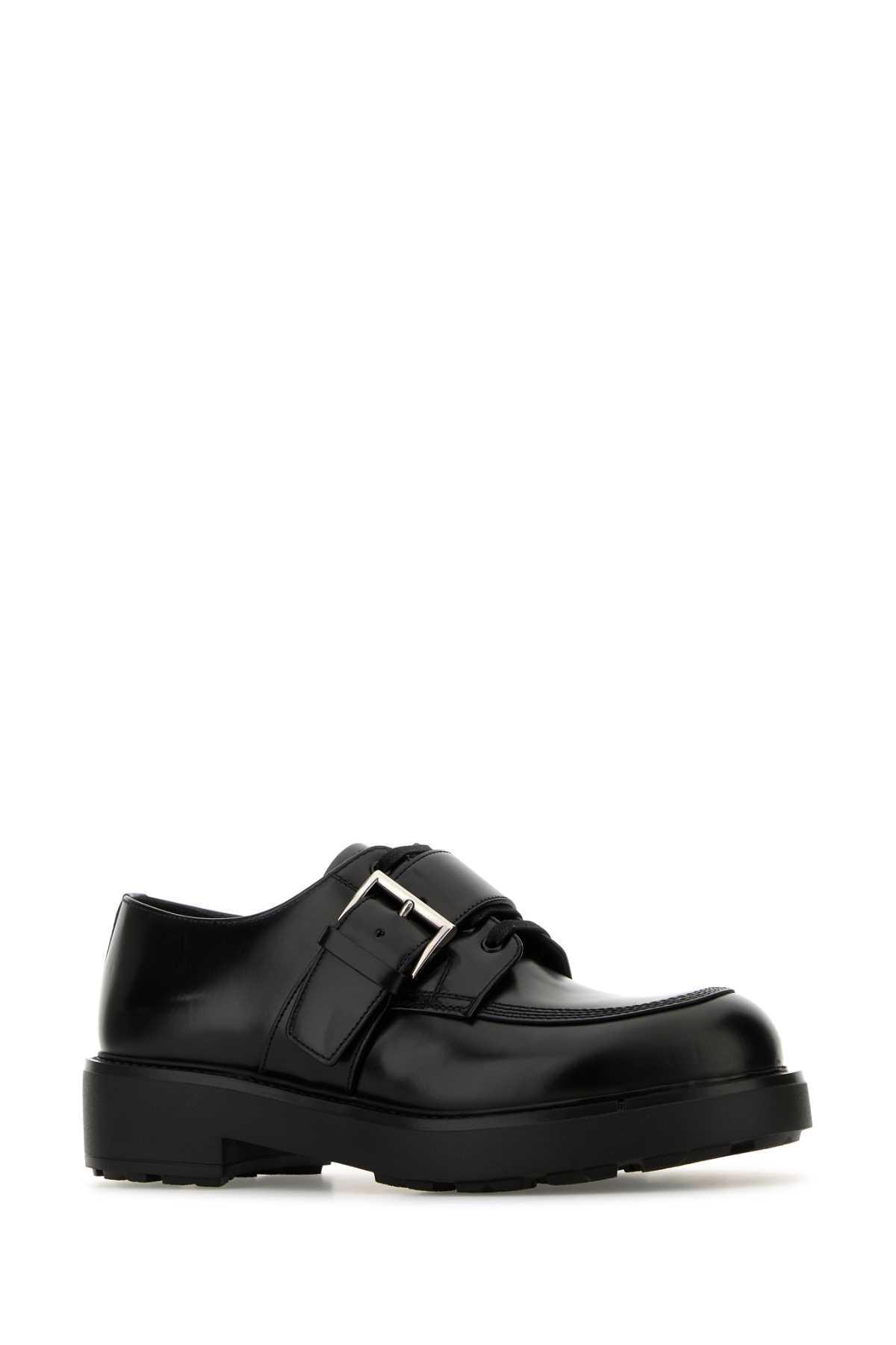 PRADA Lace-up Block Heel Round Toe Shoes In Nero Product Image