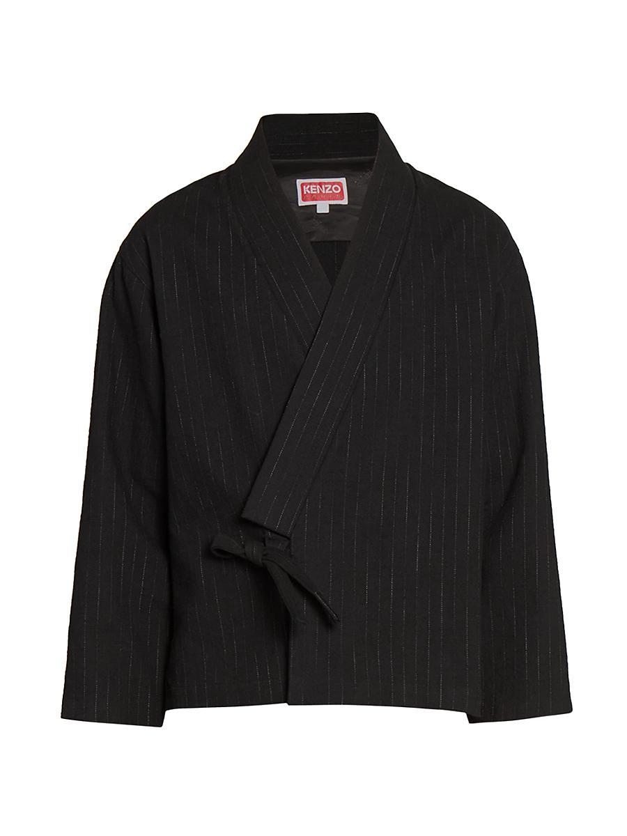 Mens Pinstriped Cotton-Blend Jacket Product Image