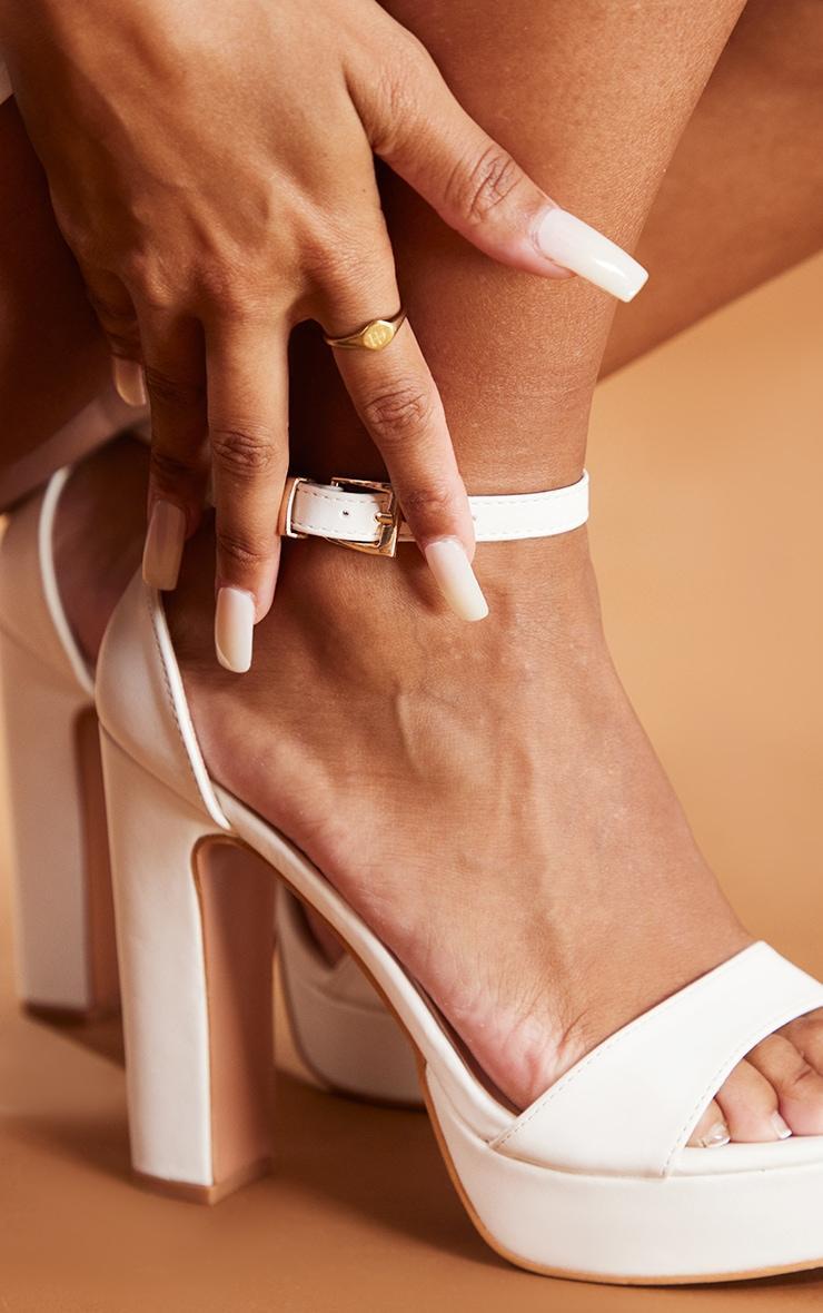 Taya White PU Platform Sandals Product Image