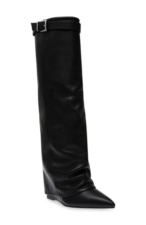 Steve Madden Corenne Leather Foldover Buckle Strap Tall Wedge Boots Product Image