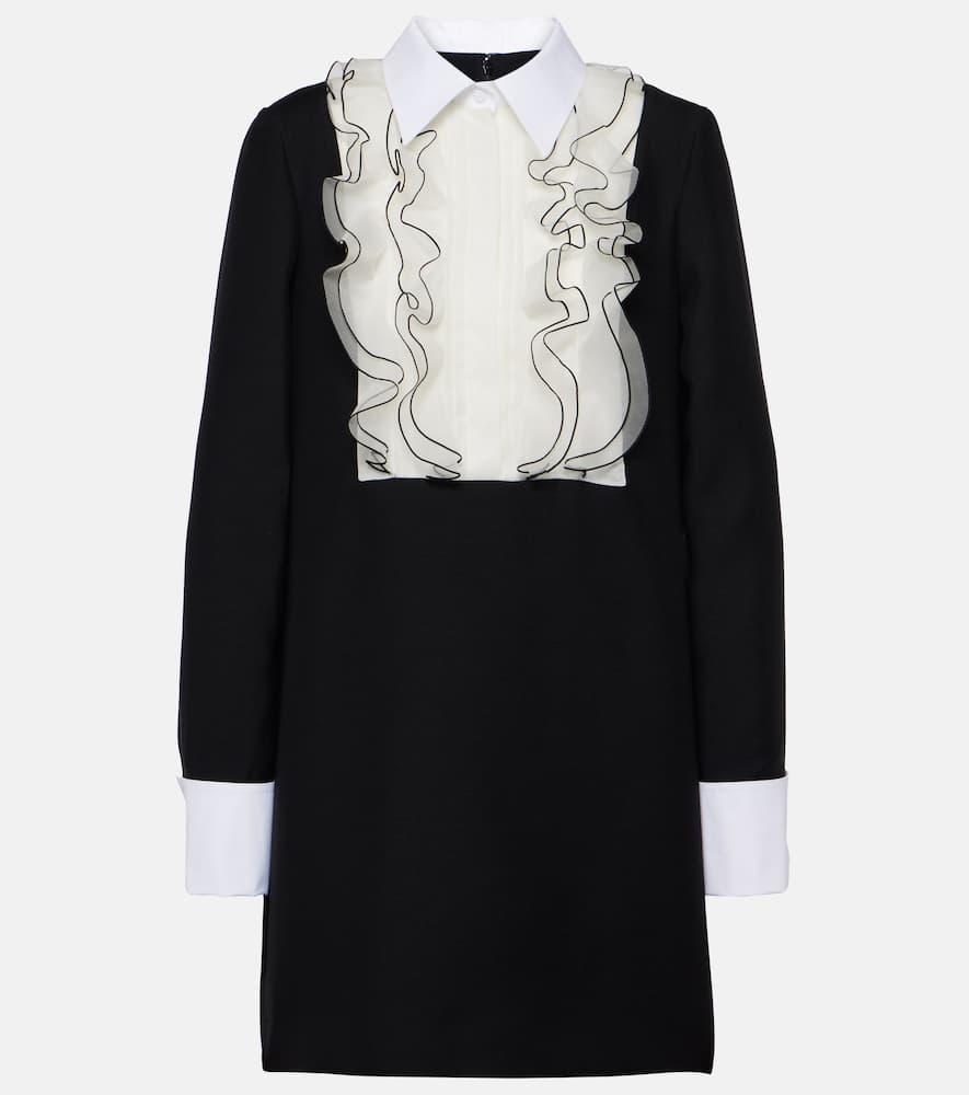 VALENTINO Crêpe Couture Ruffled Minidress In Black Product Image