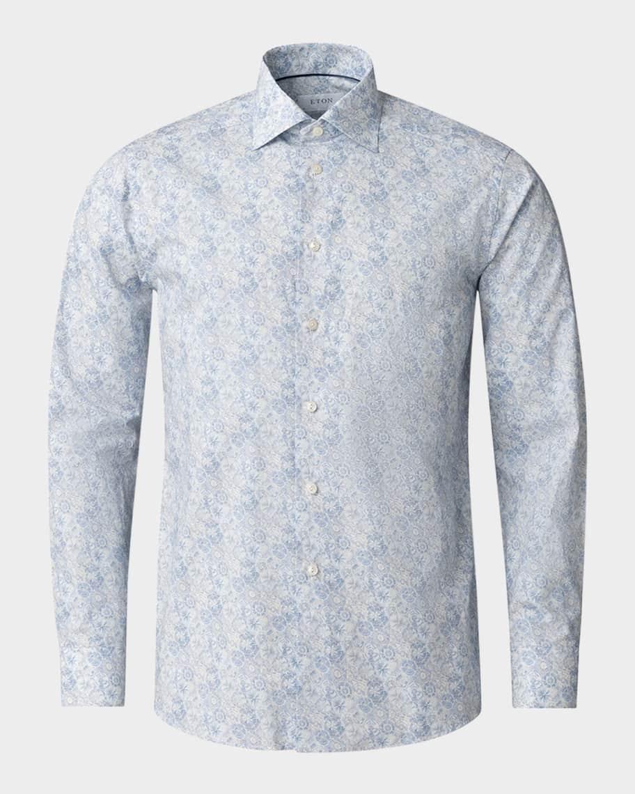 Mens Contemporary Fit Cotton Printed Sport Shirt Product Image