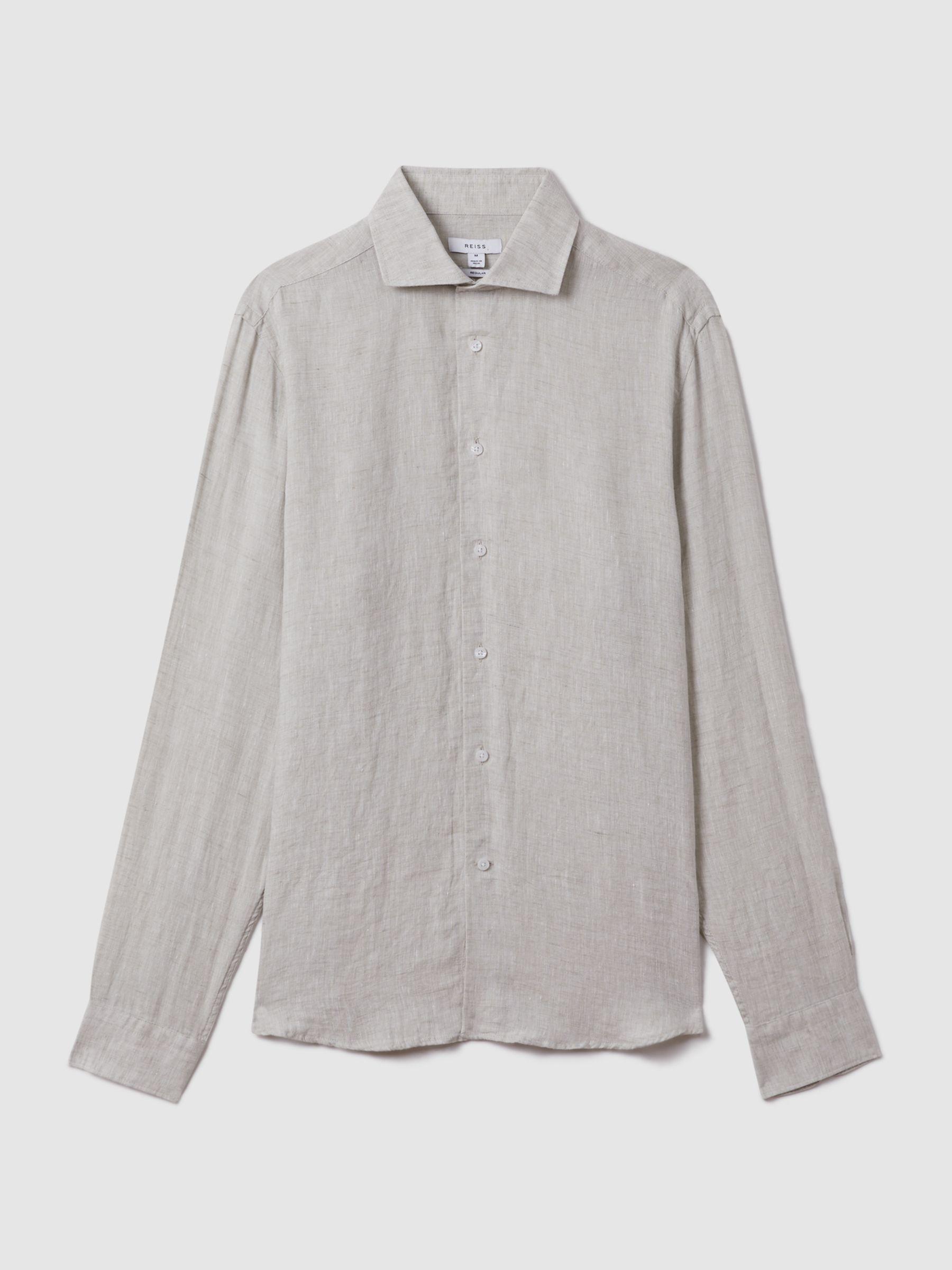 Linen Button-Through Shirt in Stone Product Image