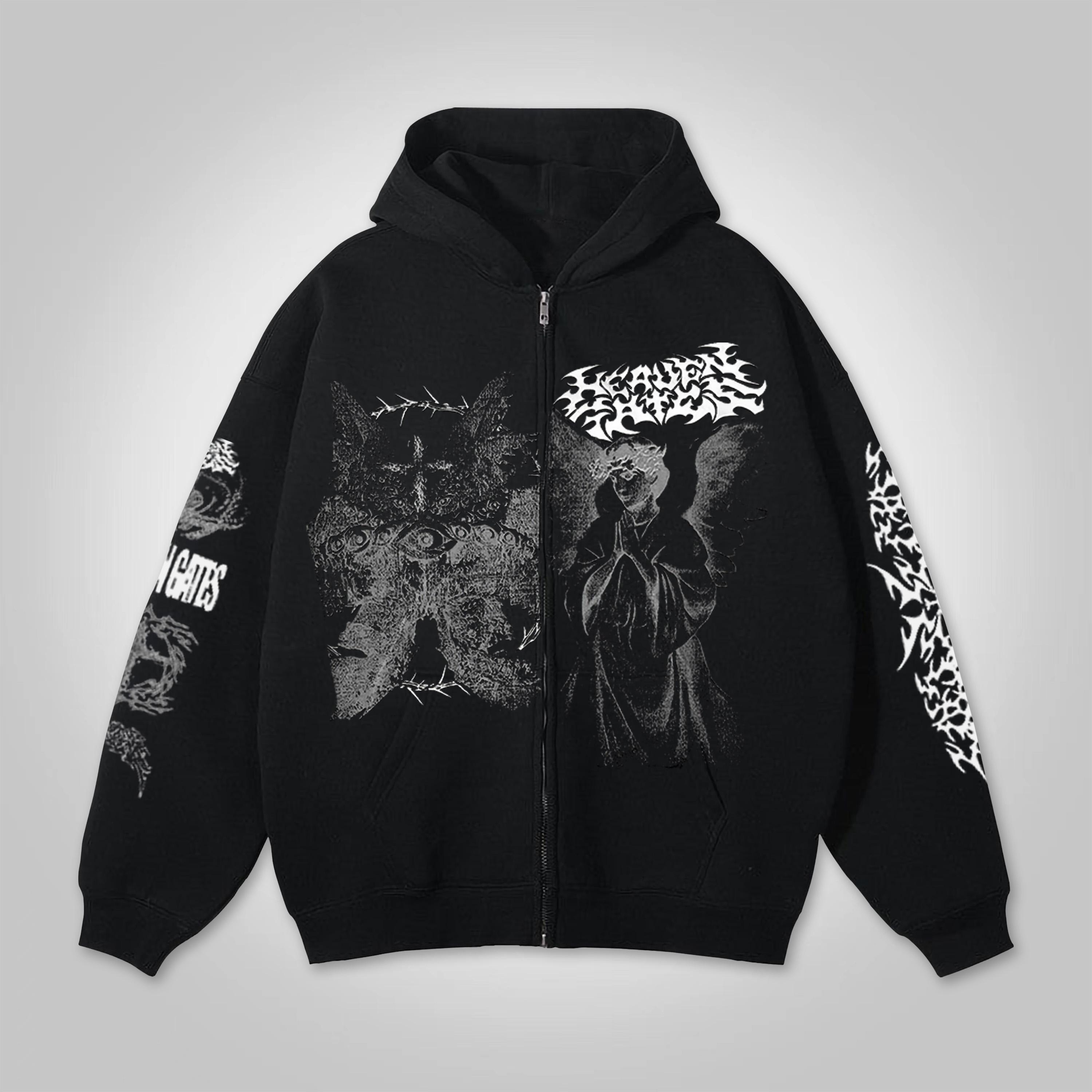 Heaven Gates Angelic Graphic Print Zip Up Hoodie Product Image