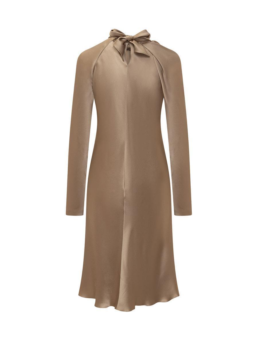 ALBERTA FERRETTI Silk Satin Dress In Beige Product Image