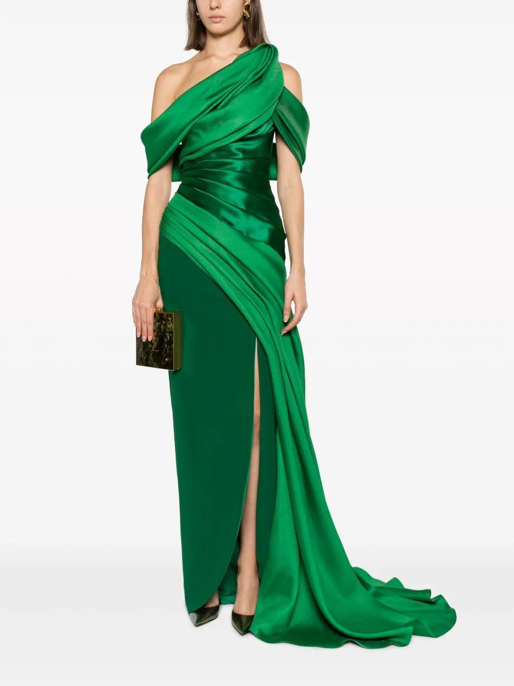 draped open-shoulder gown  Product Image