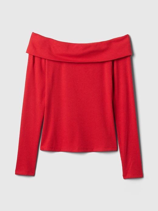 Modern Rib Off-Shoulder Cropped Top Product Image