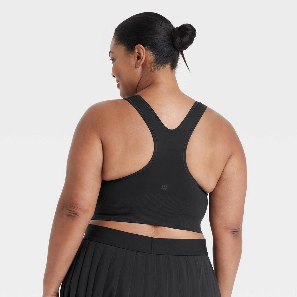 Womens Seamless Medium Support Racerback Midline Sports Bra - All In Motion Black XL Product Image