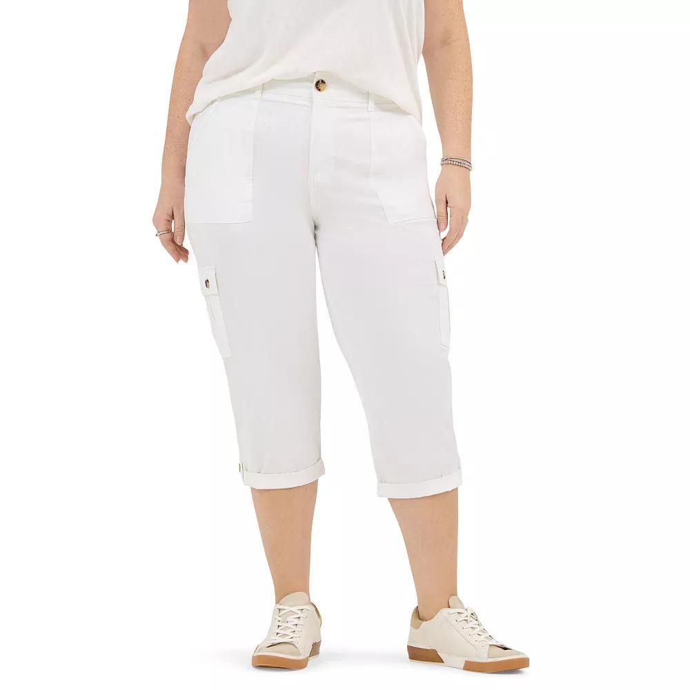 Plus Size Lee® Flex-To-Go Cargo Capri Pants, Women's, Size: 18 - Regular, White Product Image