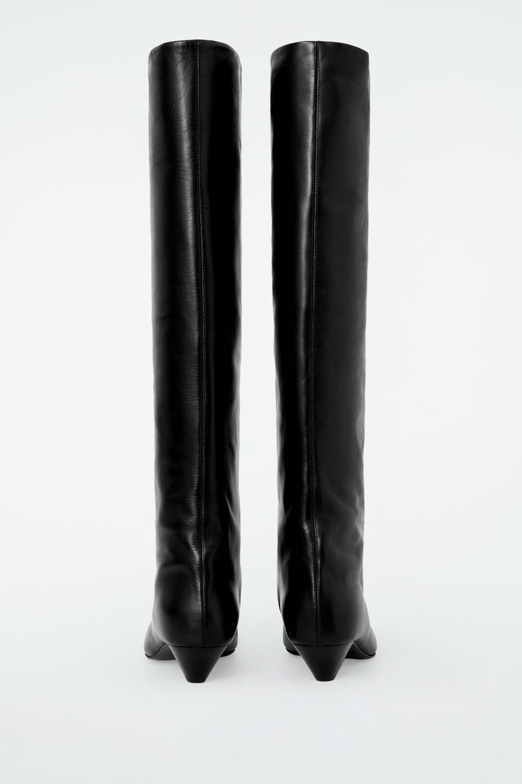 SLOUCHED LEATHER KNEEHIGH BOOTS Product Image