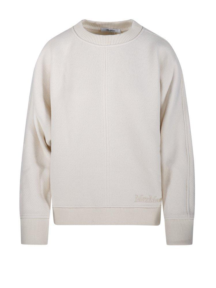 MAX MARA Logo Embroidered Crewneck Jumper In White Product Image