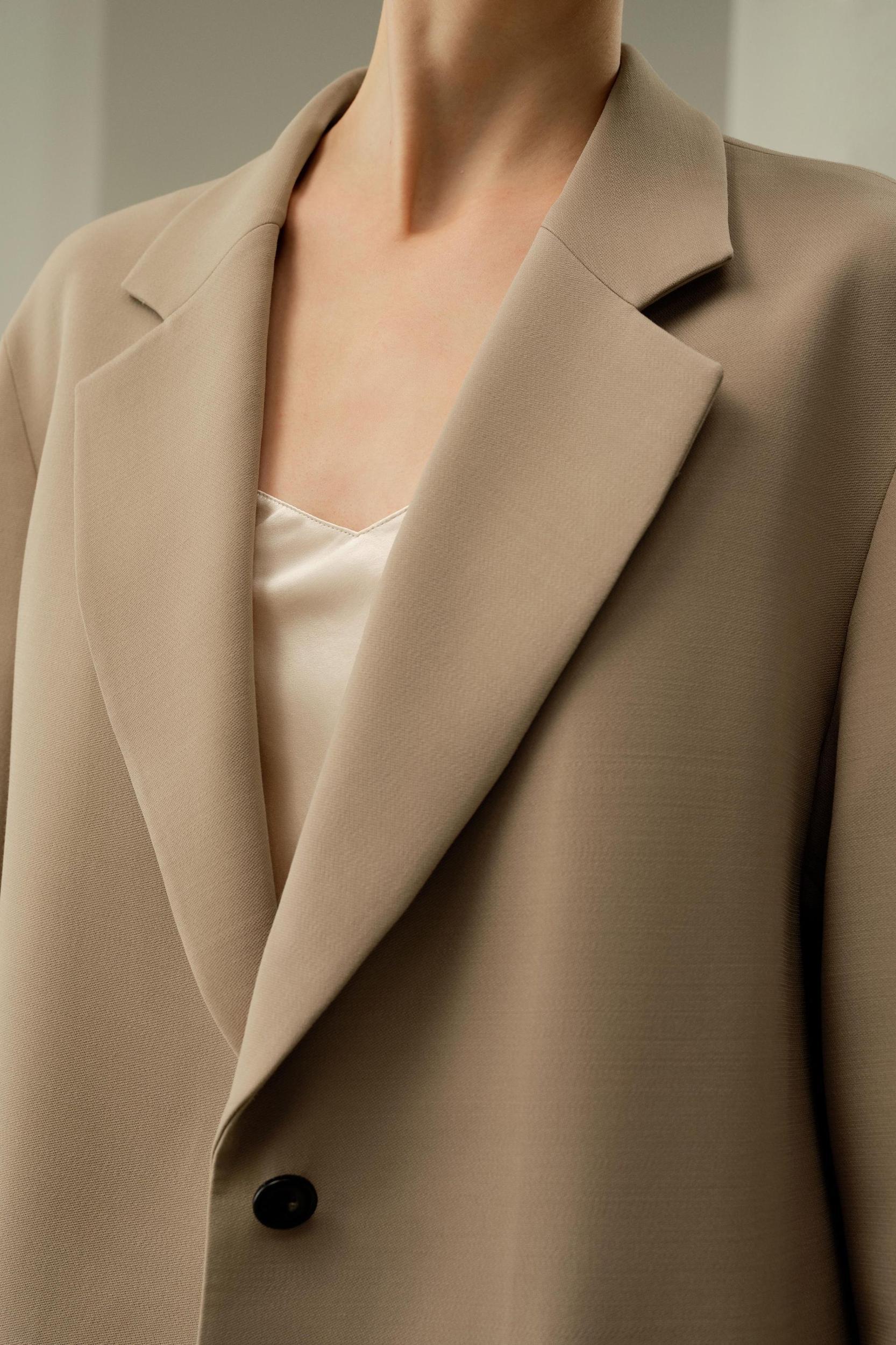 LILYSILK Wool Jacket - Female - Black Wool & Silk - Graceful Single Button Design Overcoat XS Product Image