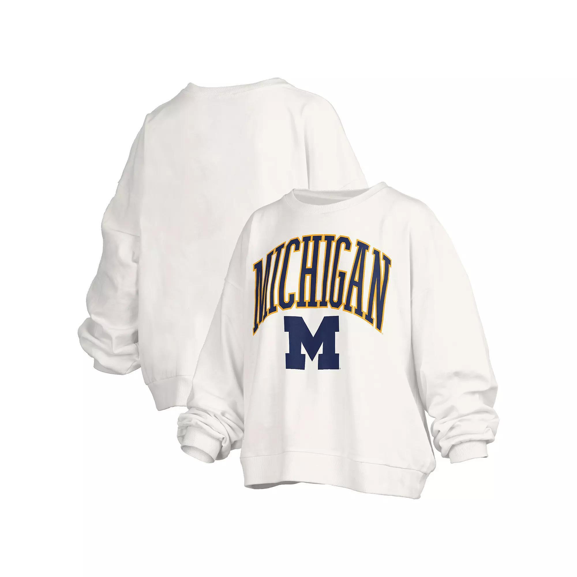 Women's Pressbox White Michigan Wolverines Janise Arch Over Logo Waist Length Over Product Image