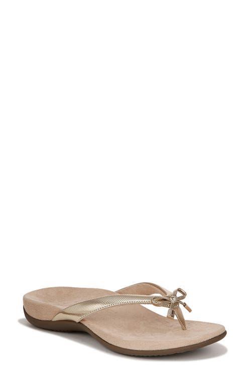 Vionic Bella Ribbed Metallic Bow Detail Thong Sandals Product Image