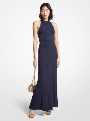 Ribbed Stretch Knit Halter Dress Product Image