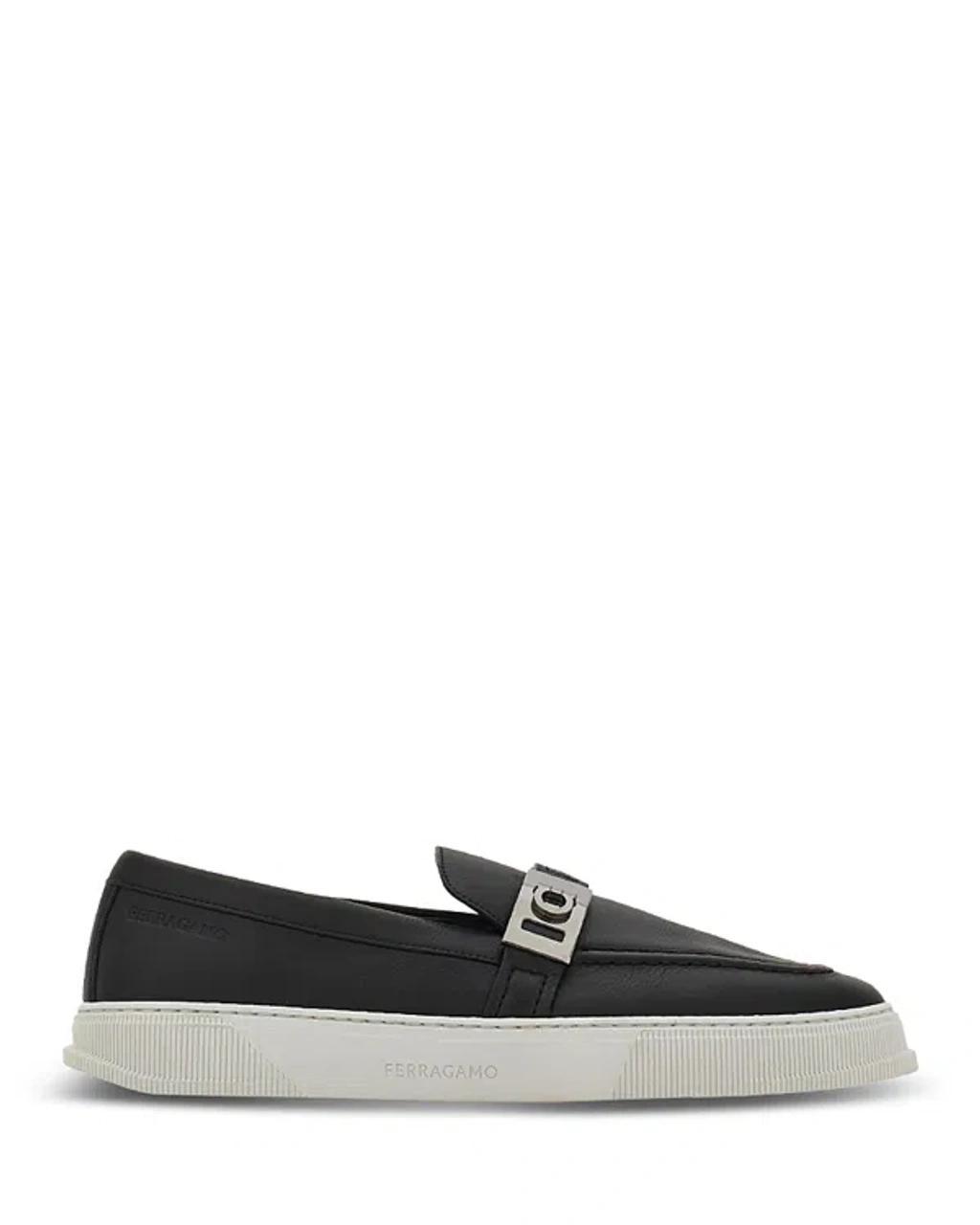 Ferragamo Mens Brad Hybrid Leather Sneaker with Hug Buckle Product Image