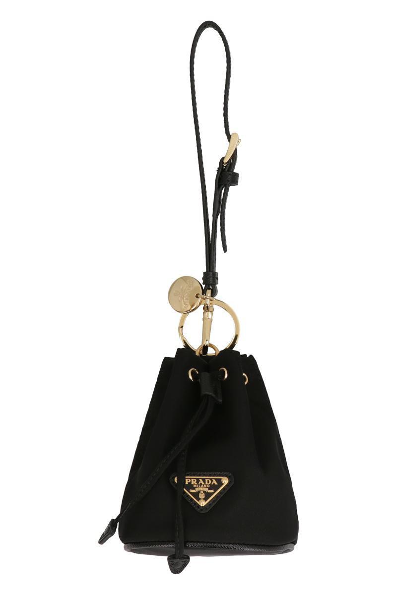 PRADA Mini Icon Key Ring In Black Product Image