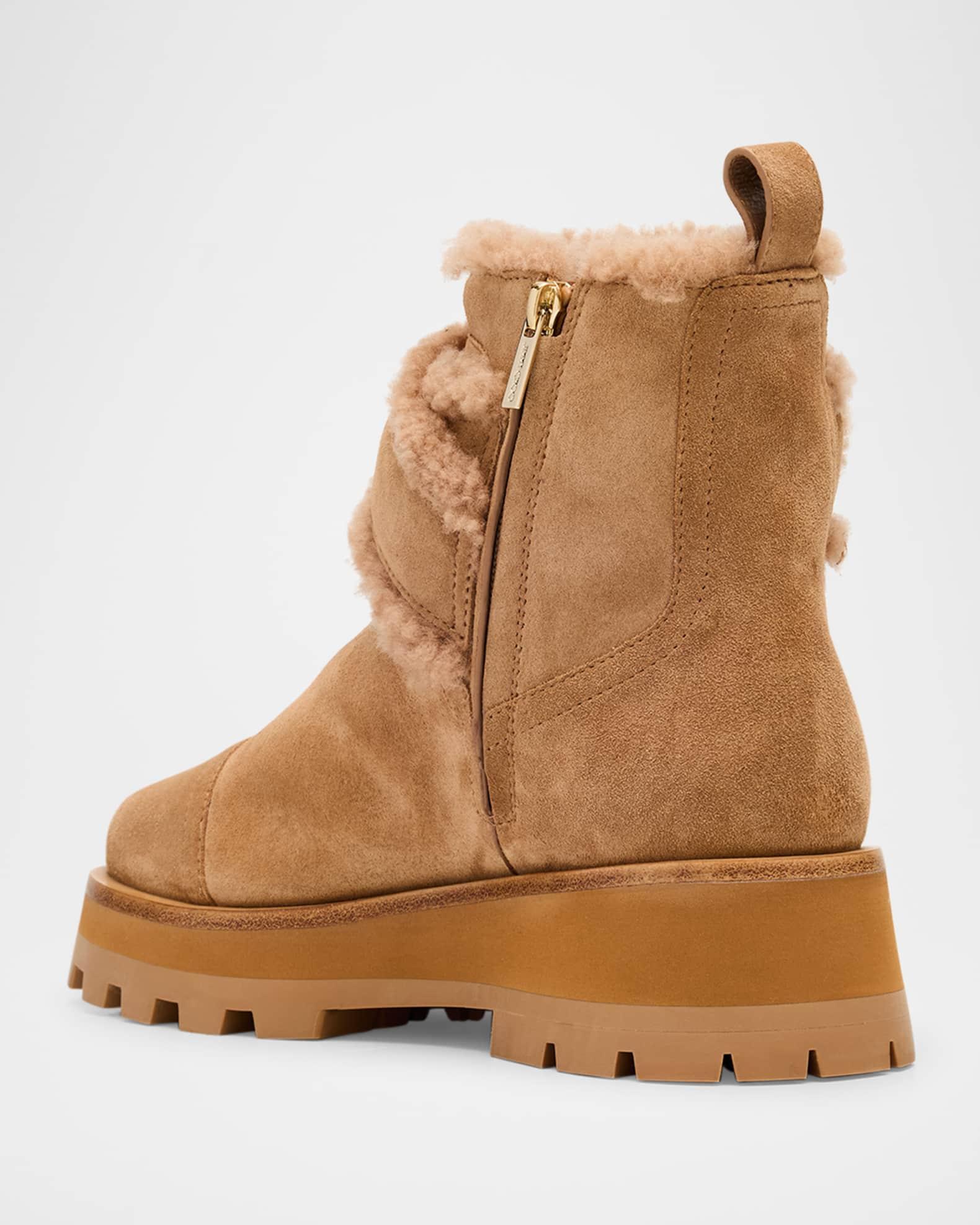 Meena Suede and Shearling Zip Ankle Boots Product Image