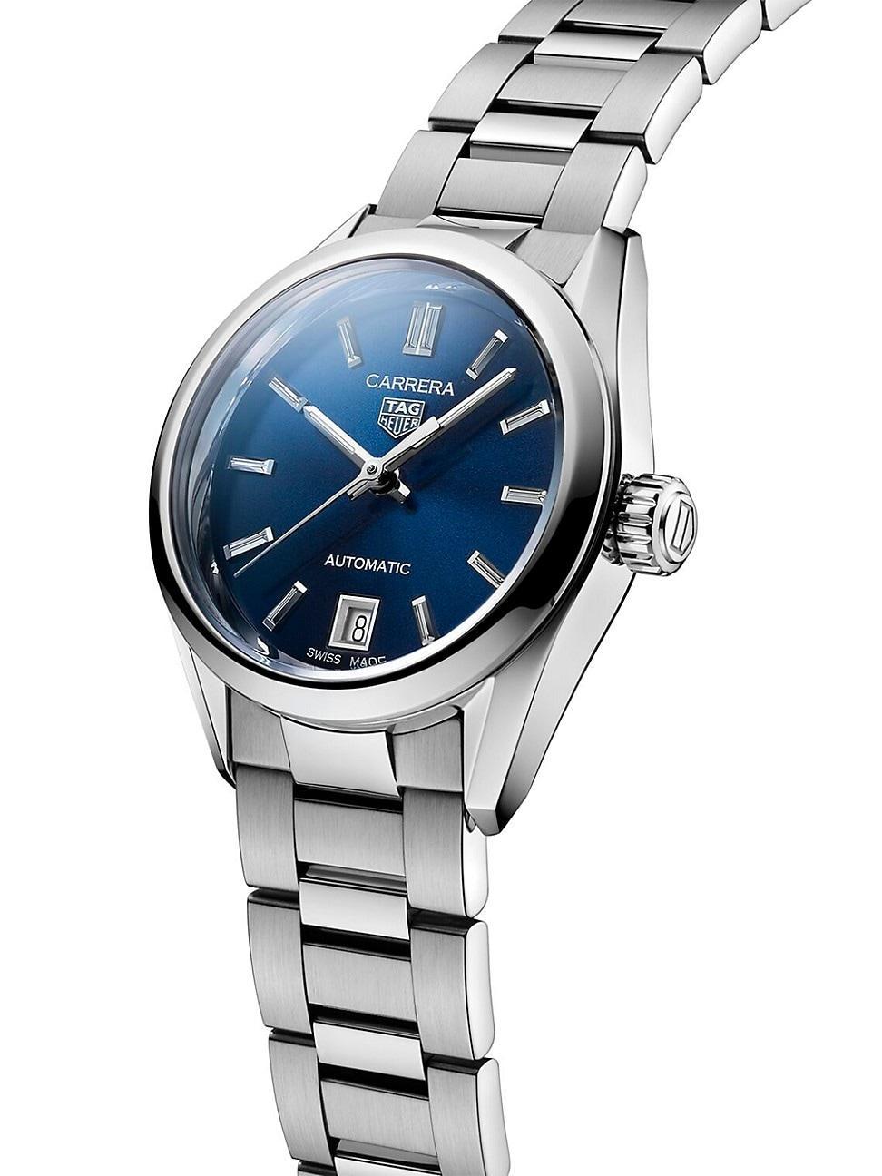 Womens Carrera Stainless Steel & Blue Dial Automatic 29MM Bracelet Watch Product Image