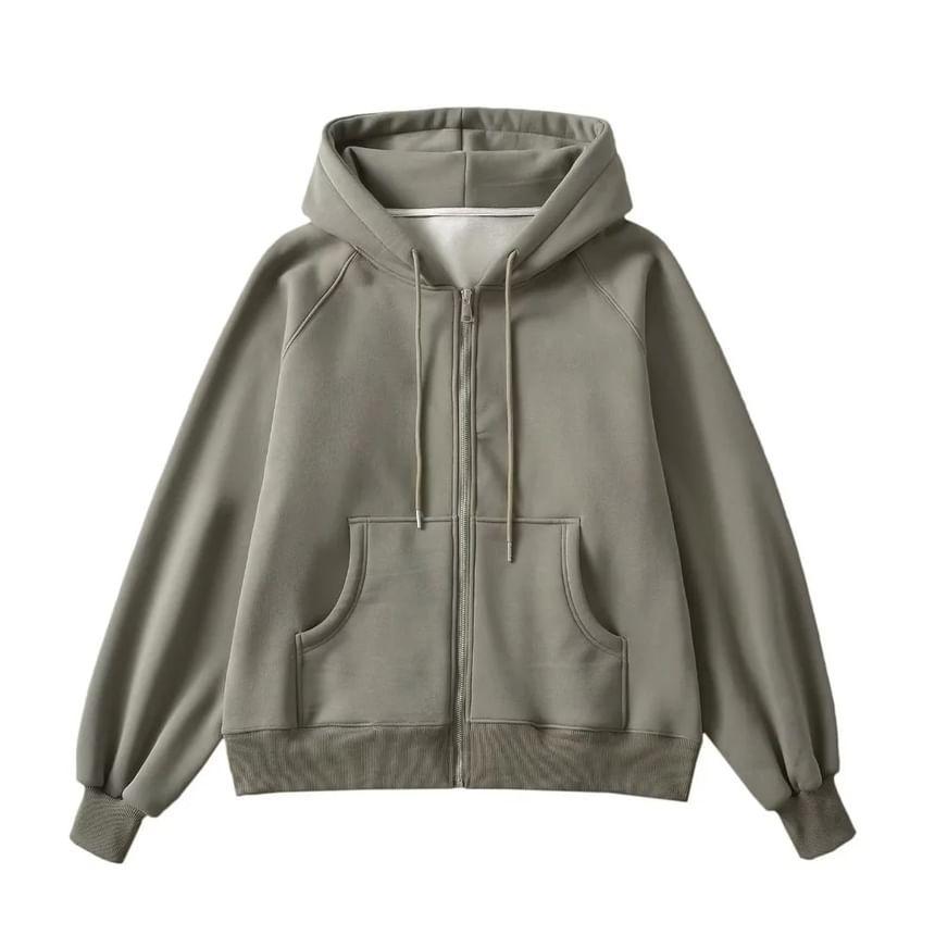 Plain Zip Hoodie Product Image