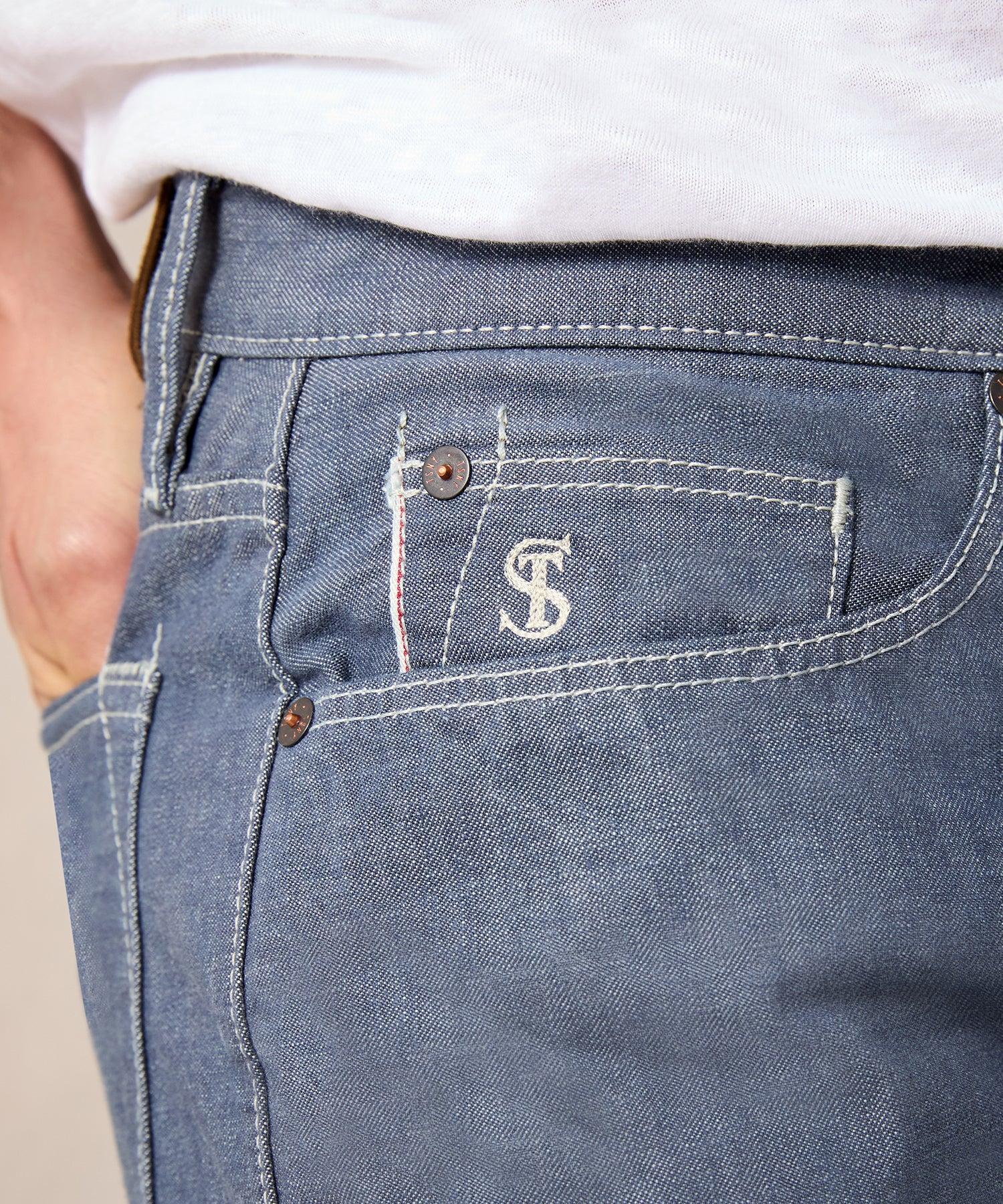 Slim Lightweight Japanese Selvedge Jean in Slate Blue Product Image