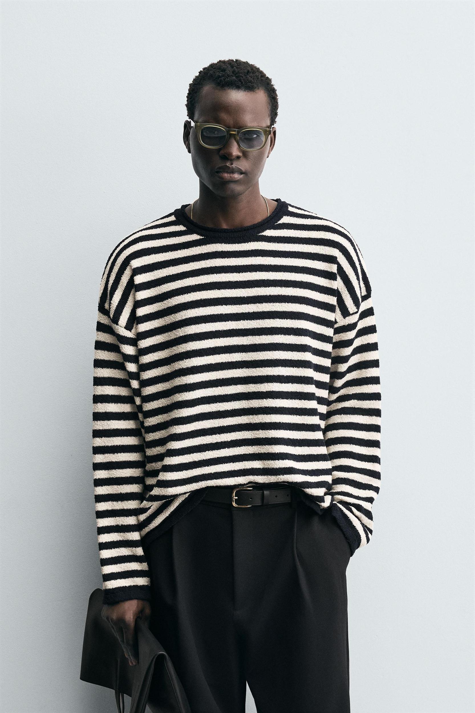 LIGHTWEIGHT STRIPED SWEATER Product Image